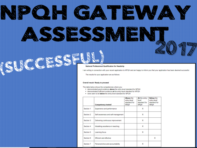 NPQH completed application form SUCCESSFUL Teaching Resources