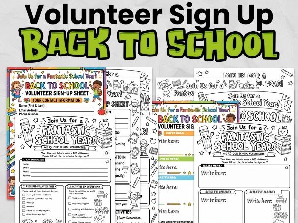 Back to School Volunteer Sign Up Sheets | Editable Parent & Carer Forms