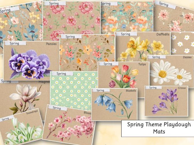 Spring Theme playdough Mats