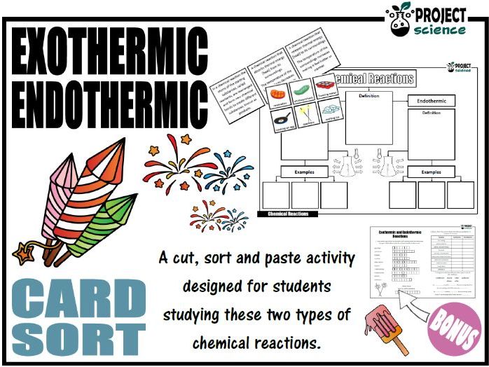 Exothermic and Endothermic Reactions Card Sort [Cut and Paste Activity]