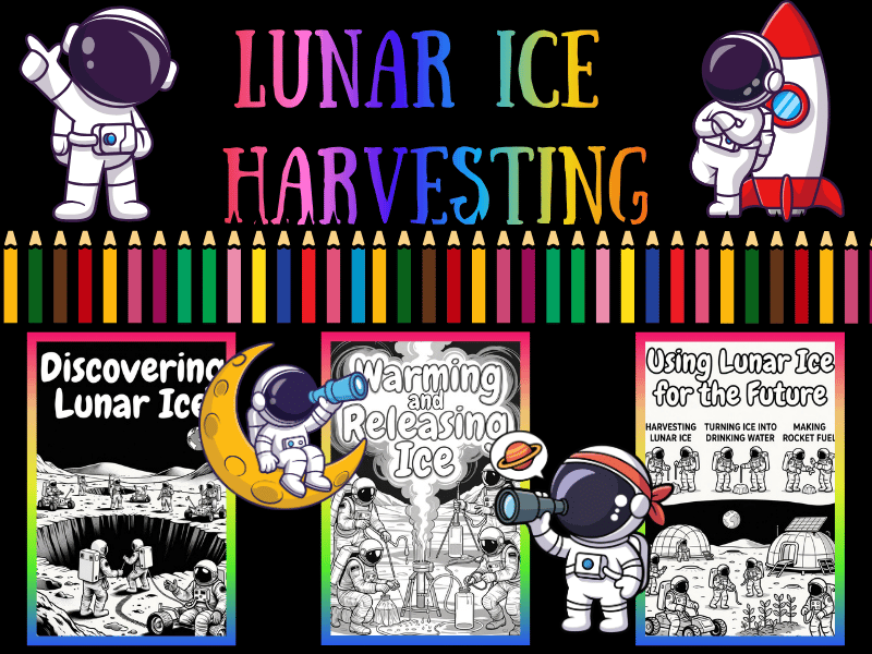 NASA Lunar Ice | Space Exploration NO PREP STEM Coloring Pages for Kids Activity