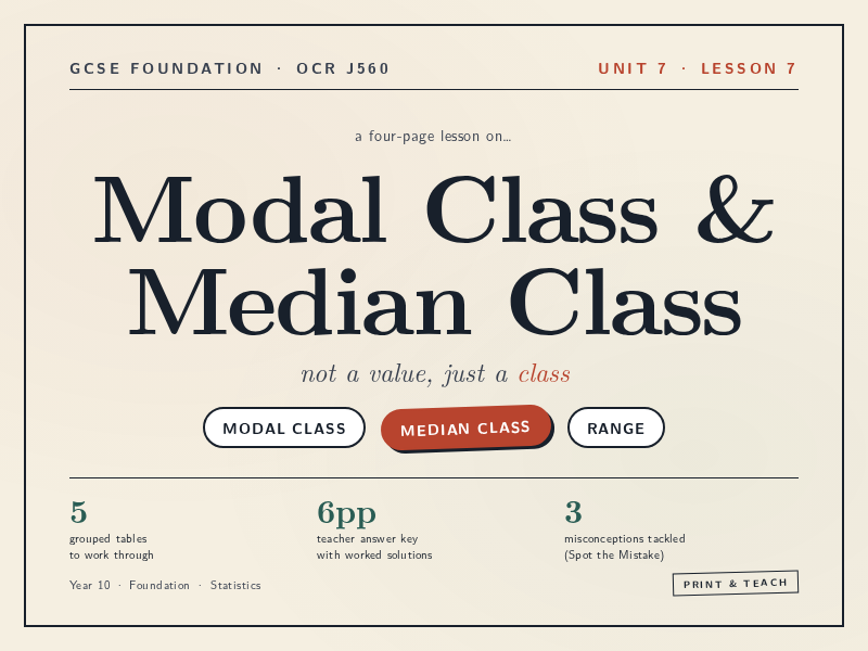 Modal & Median Class – Grouped Tables | OCR