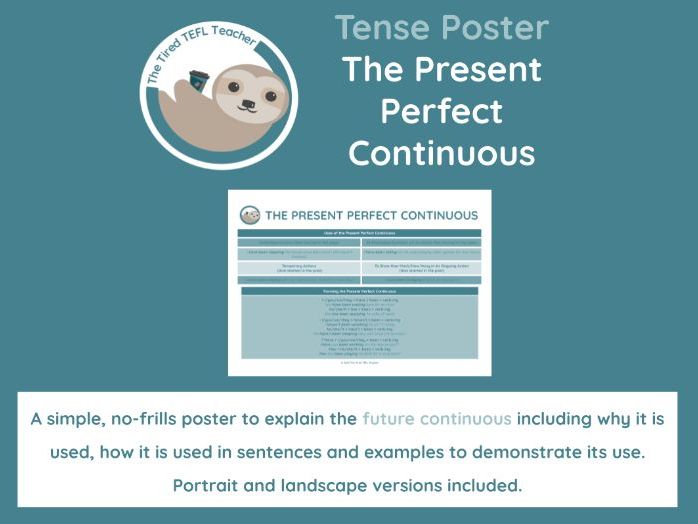 ESL Tense Poster - The Present Perfect Continuous