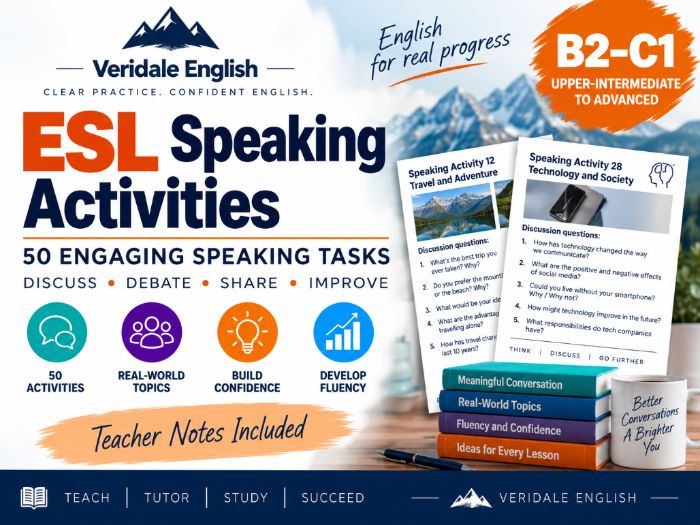 B2–C1 ESL Speaking Activities – 50 Tasks