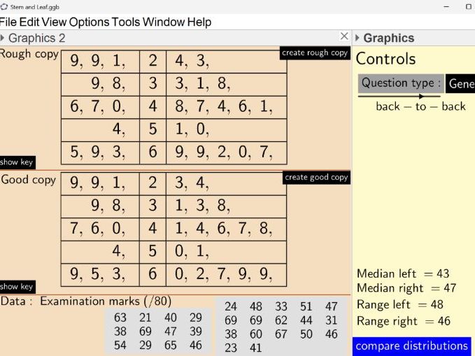 Modelling stem and leaf diagrams (inc. worksheet with answers)
