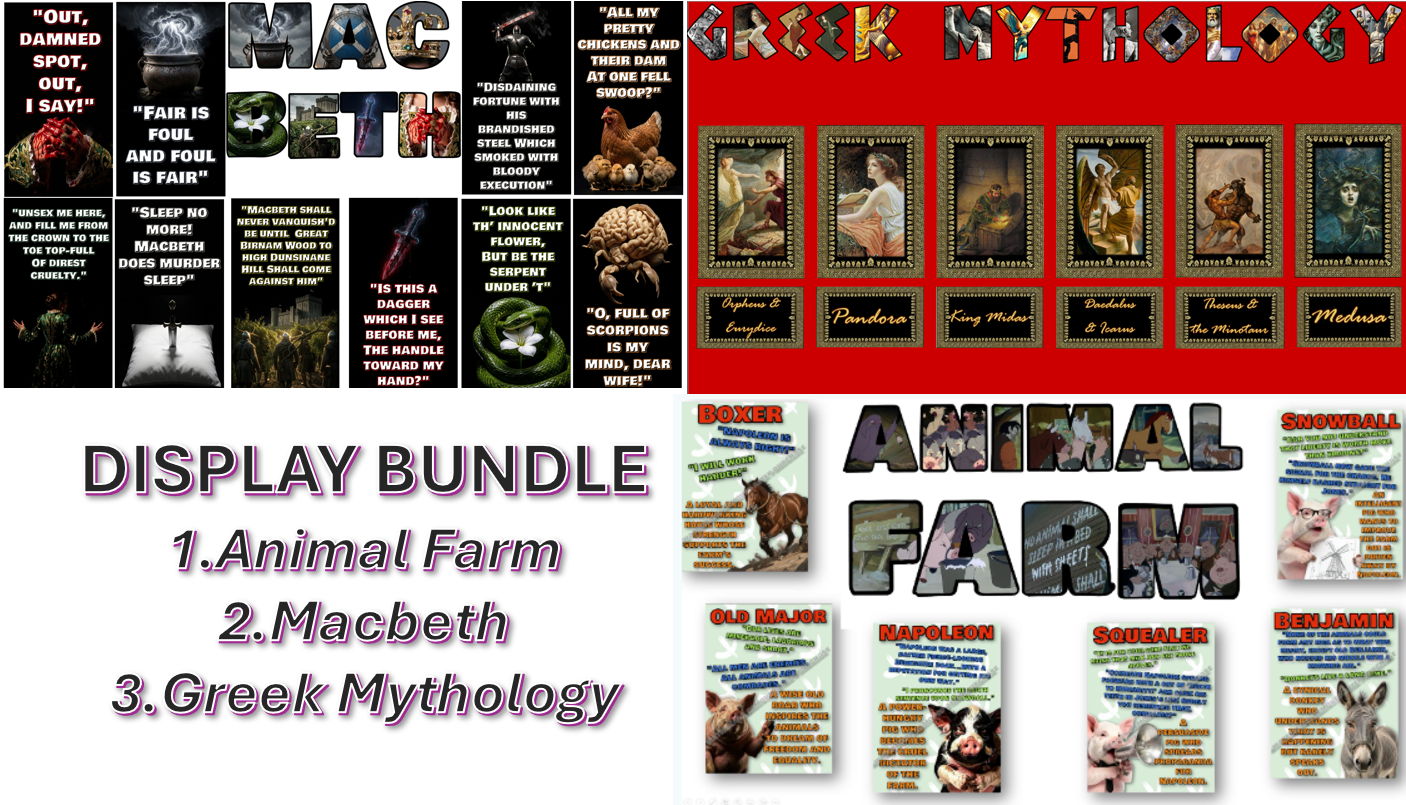 DISPLAY BUNDLE (Animal Farm, Macbeth, Greek Mythology)