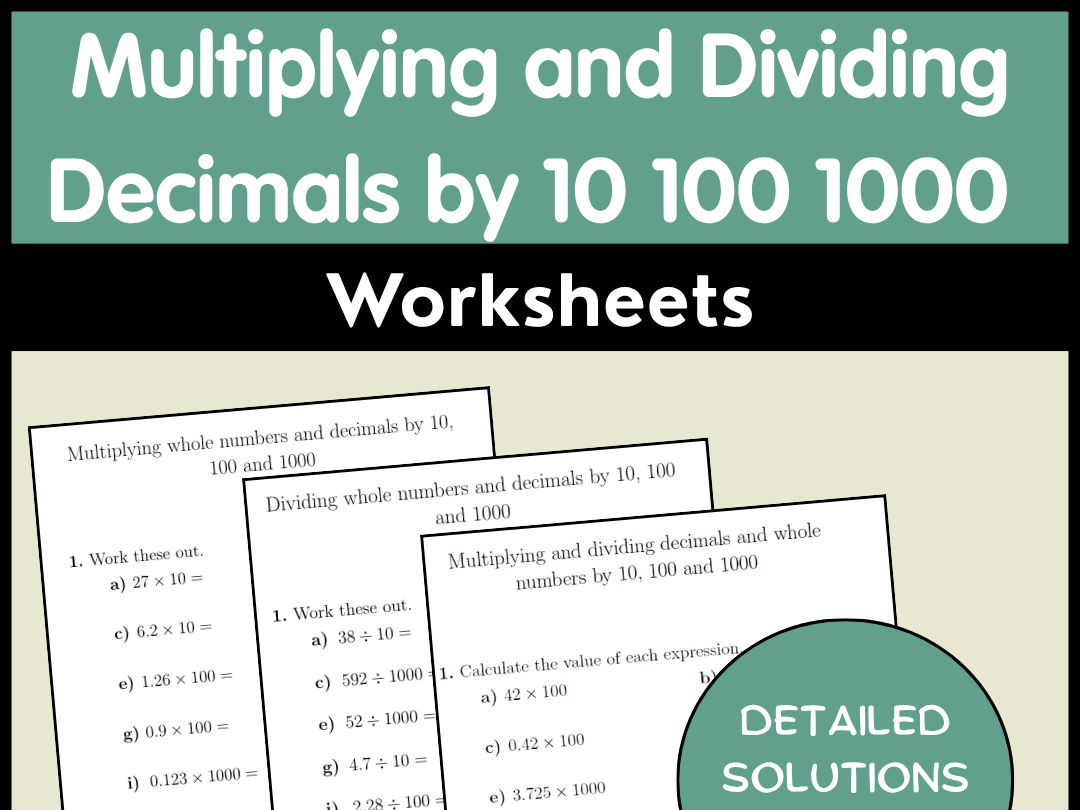 Multiplying and Dividing Decimals by 10 100 1000 Worksheets