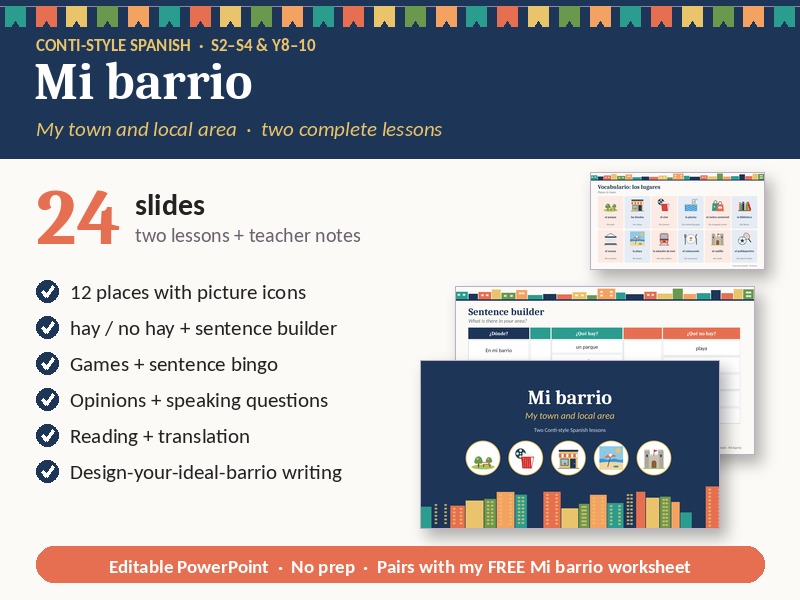 Spanish Town & Local Area: Mi barrio Lesson | Conti-style