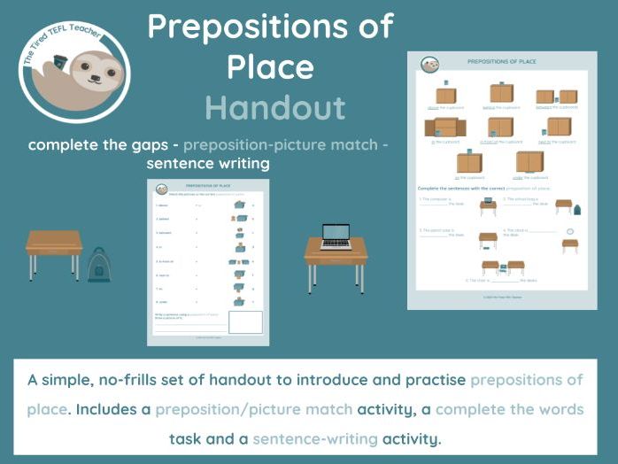 ESL Young Learner Prepositions of Place Handout
