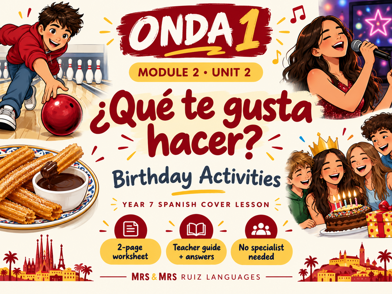 Year 7 Spanish Cover Lesson | Onda 1 Module 2 Unit 2 | ¿Qué te gusta hacer?