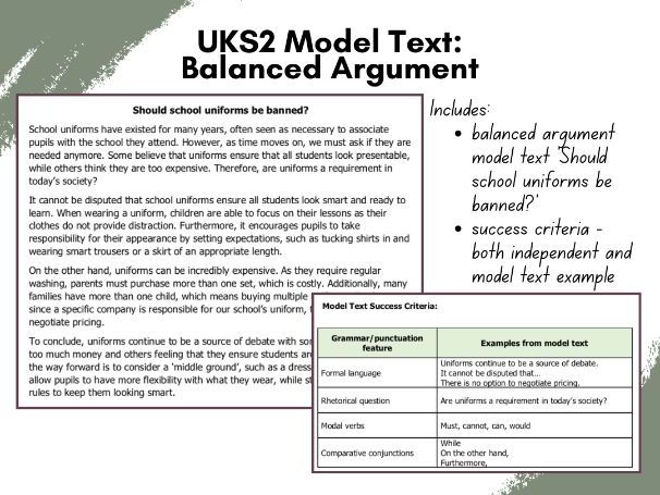 UKS2 Model Text - Balanced Arguments