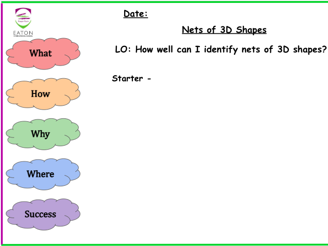 Primary - Nets of 3D shapes