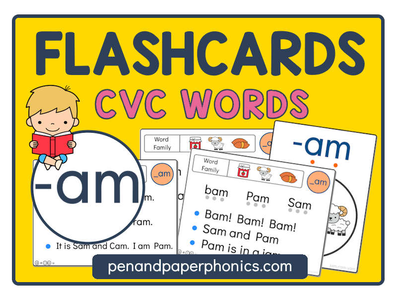 -AM CVC Word Family Reading Flashcards