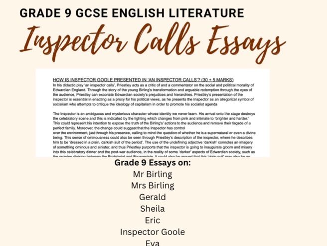 Grade 9 GCSE English Literature Inspector Calls Essay Pack