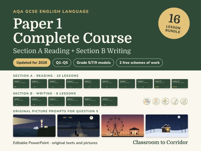 AQA GCSE English Language Paper 1 Complete Course – 16 Lessons, Sections A & B, Updated for 2026