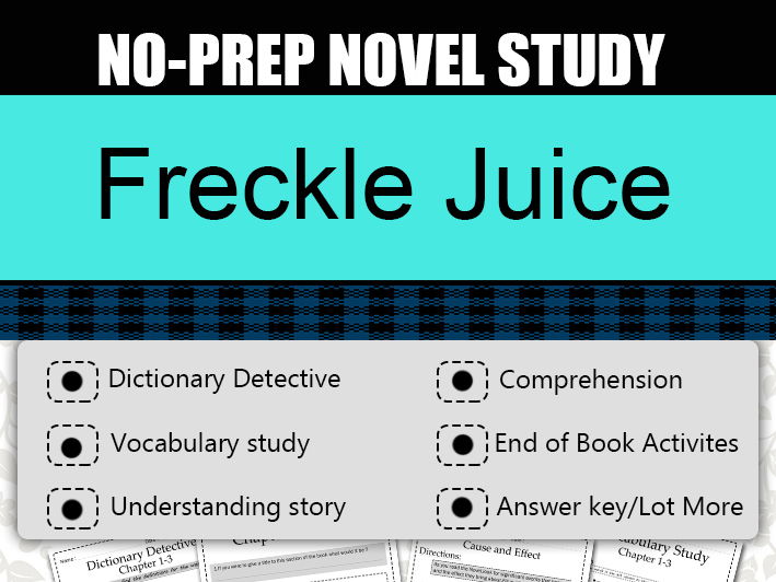 Freckle Juice Novel Study-Complete Novel Study.
