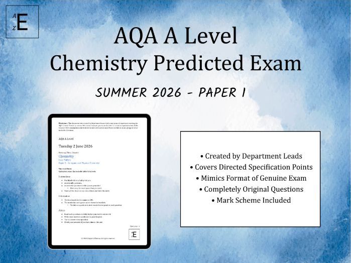 Summer 2026 AQA A Level Chemistry Predicted Exam - Paper 1