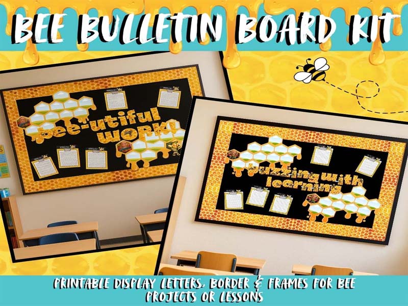 Bee Display Bulletin Board Kit – Spring or Science Wall KS1–KS3