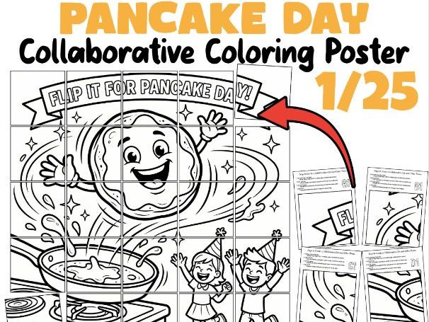 Pancake Day Collaborative Coloring Poster | Flip for Pancake Day!