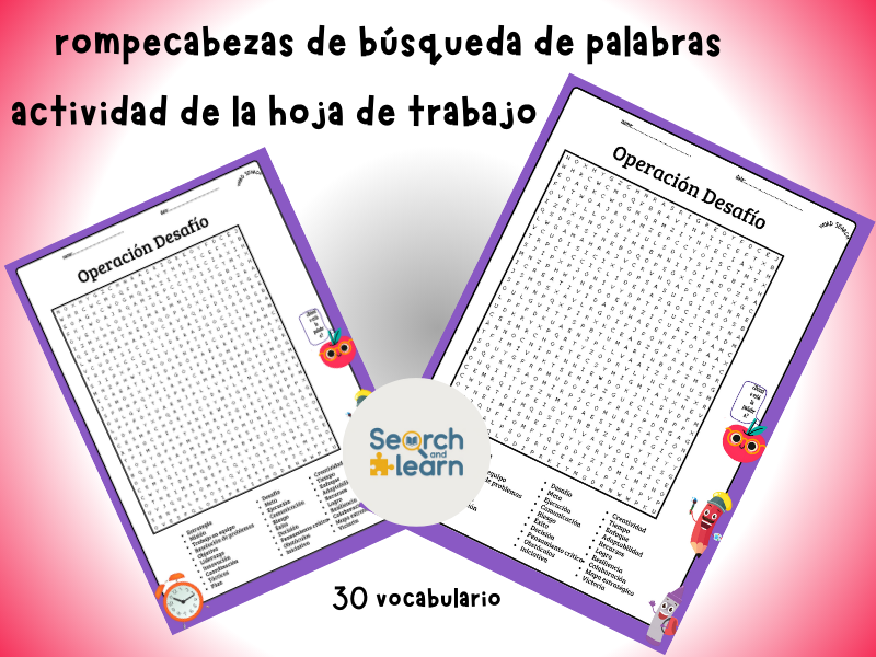 Operation Challenge Word Search Puzzle In Spanish Worksheet + Answer Key