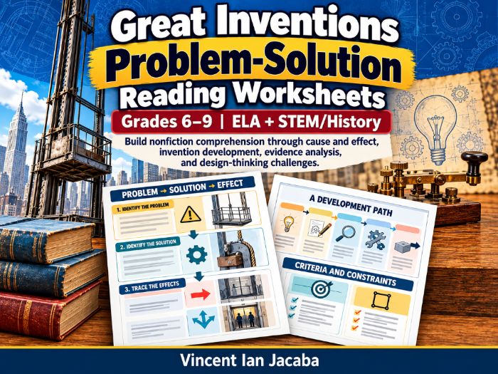Great Inventions Problem-Solution Reading Worksheets Grades 6–9 | ELA + STEM