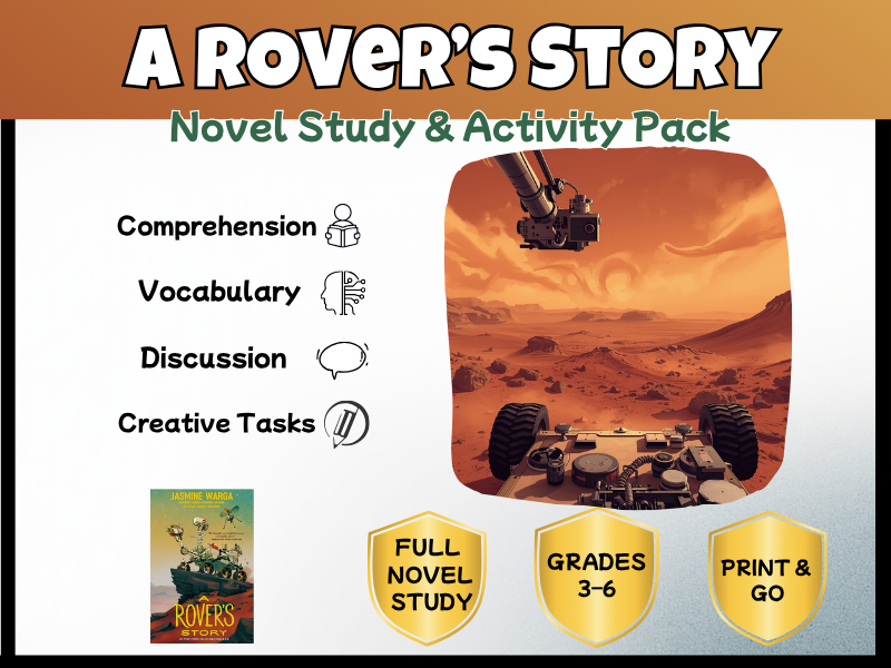 A Rover’s Story Novel Study Unit & Activities | Comprehension Vocabulary Tasks Grades 3-6