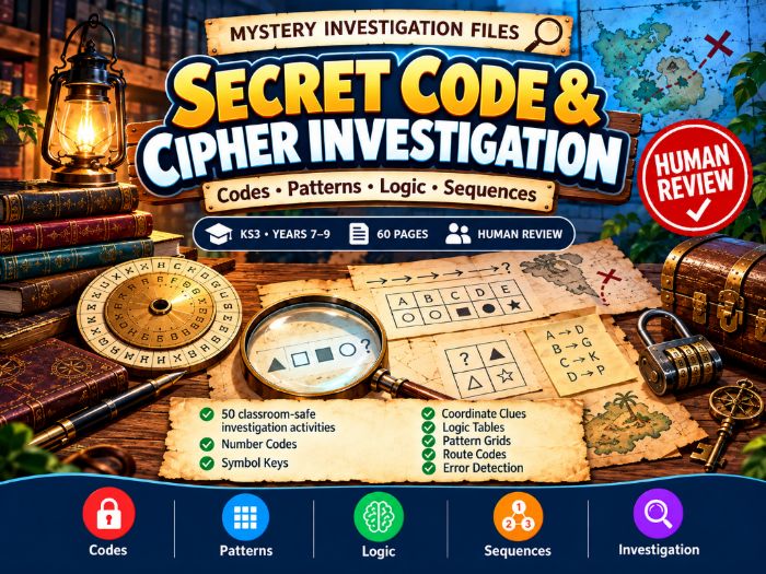 Secret Code & Cipher Investigation | KS3 Maths Patterns & Logic | 60 Pages