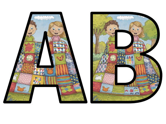 A Patchwork of Learning Kindy Lettering Set Display Title Letters Numbers Signs