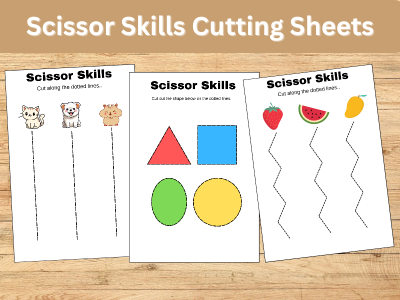 Scissor Skills Cutting Sheets – 18  Practice Pages (EYFS & KS1)