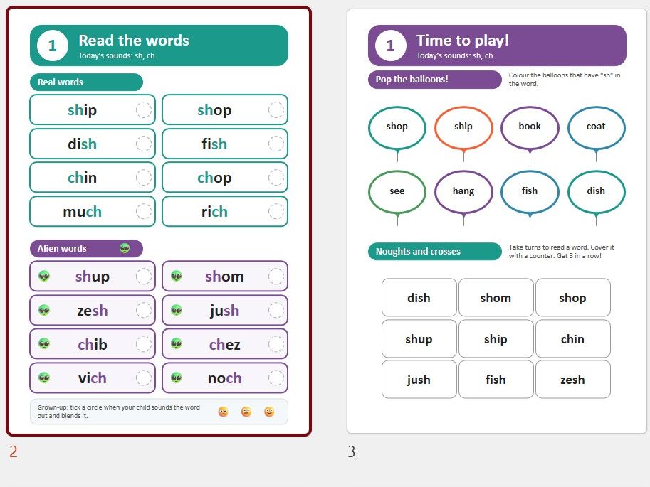 Phonics check booklets