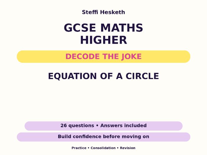 Equation of a Circle | GCSE Decode the Joke + Answers