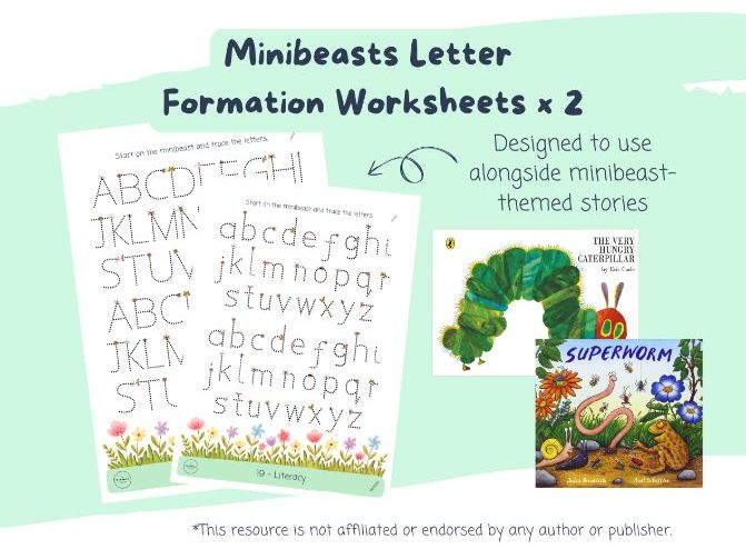 Minibeasts Letter  Formation Worksheets x 2