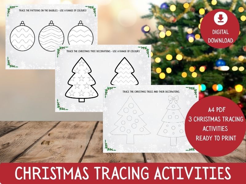 EYFS & KS1 Christmas Tracing Patterns – Fine Motor Skills & Creative Decoration (Printable PDF)