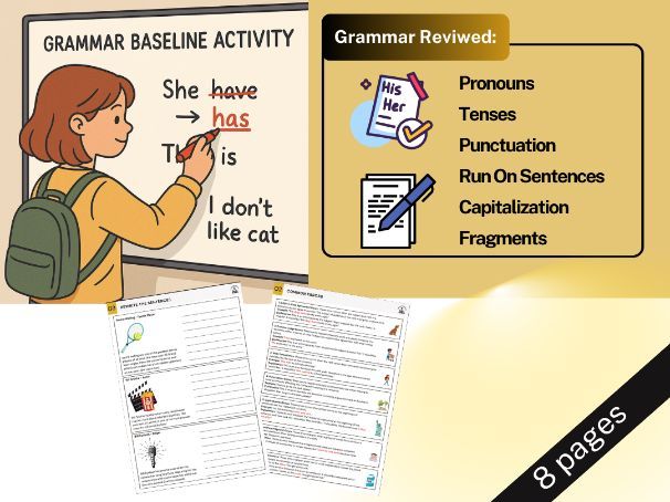 Grammar Baseline Activity - 7th Year / 6th Grade - Rewrite the Sentences - No Prep