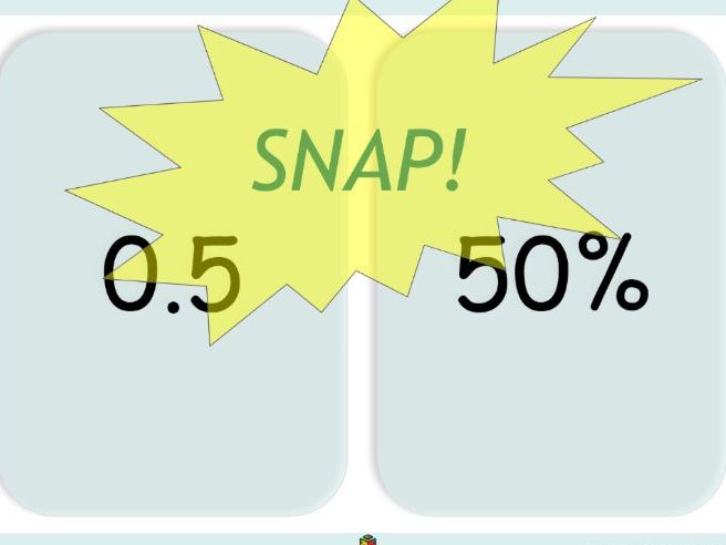 Fractions, Decimals & Percentages SNAP! Maths starter, plenary, fluency, game