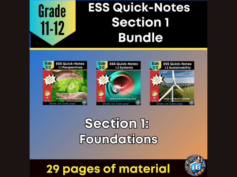 IB DP ESS Quick Notes Bundle: Section 1 Foundations Condensed Revision 2026