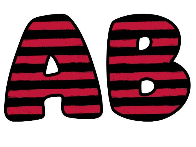 Red Black Lines Themed Lettering Set | Classroom Display | Upper & Lowercase, 0-9
