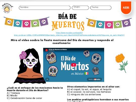 Day of the Dead - A1/A2 Spanish Audiovisual Comprehension: Día de Muertos