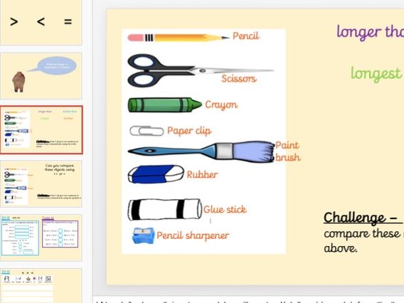 Year 2 Maths Length m cm compare, order and measure Powerpoint and activities