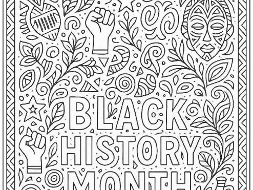 Black History Month mindful colouring sheet