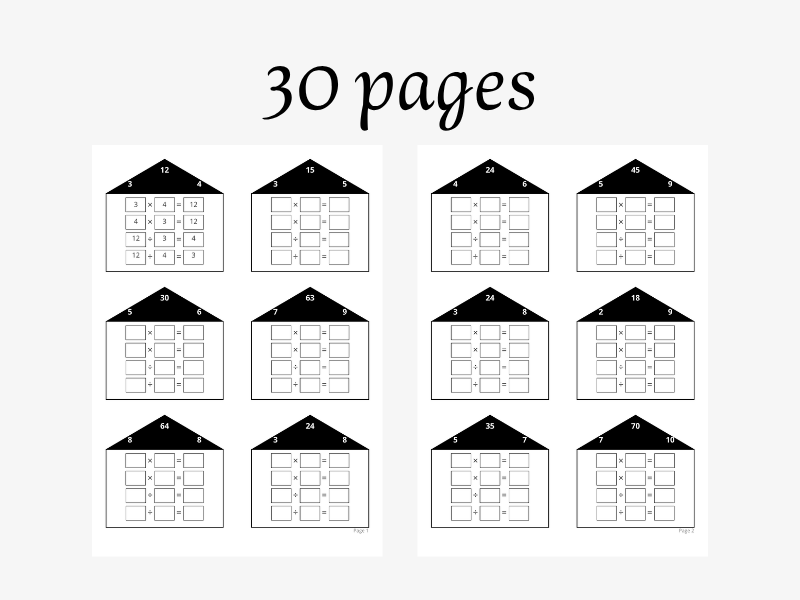 Multiplication and Division Fact Families Workbook