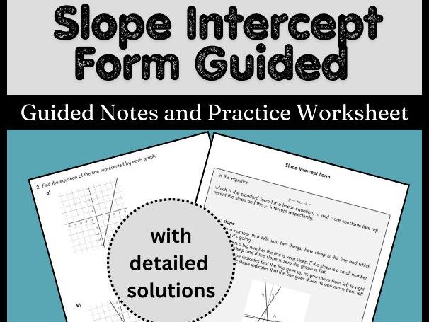 Slope Intercept Form Guided Notes and Practice Worksheet (with ...