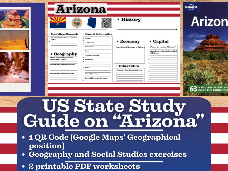 US State Study Guide Worksheets Activity - Arizona