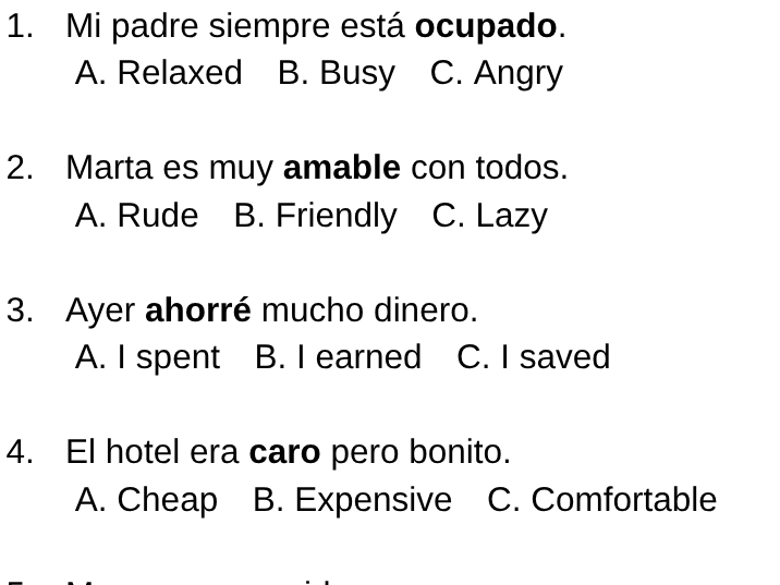 KS4 SP Vocab reading quiz