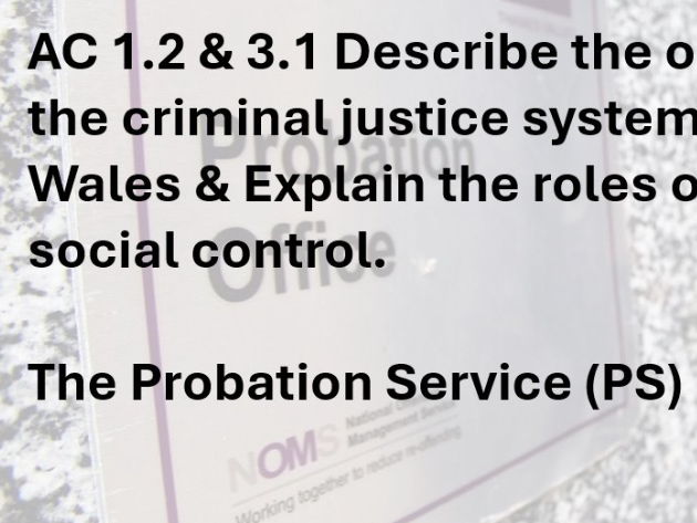 Criminology L3 WJEC UNIT 4 ACs 1.2 & 3.1 The Probation Service & Its Role in Social Control