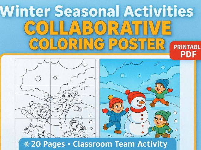 Winter Seasonal Activities Collaborative Coloring Poster