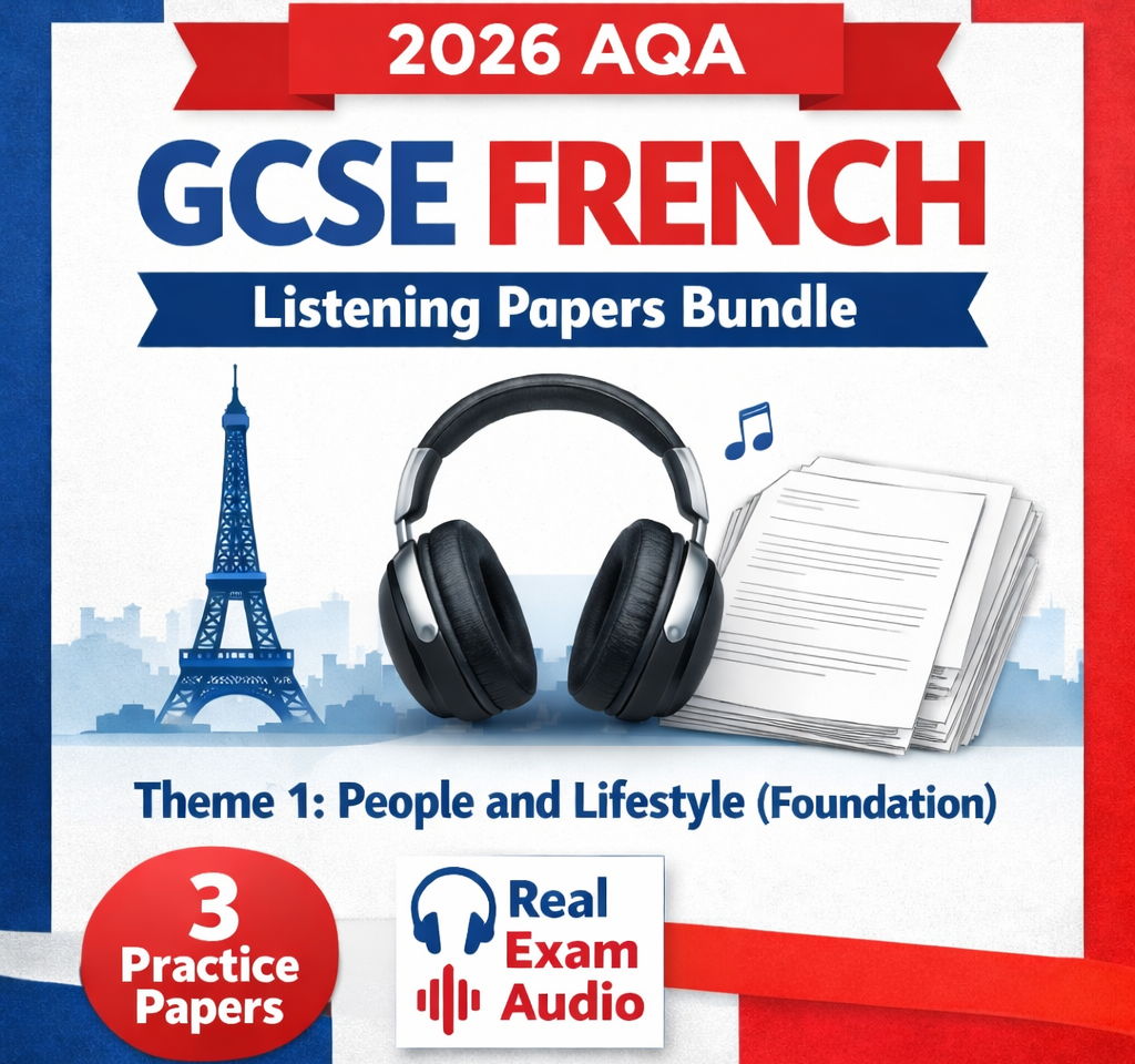 2026 AQA GCSE French Listening Papers Bundle - Theme 1 People and Lifestyle (Foundation) with Real exam audio