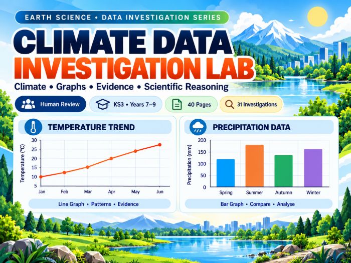 KS3 Climate Data Investigation Lab Weather, Graphs & Evidence 40 Pages