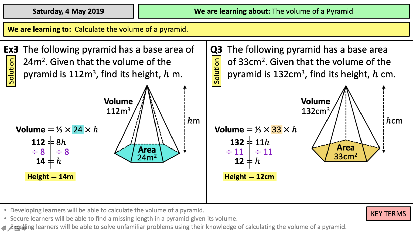 Volume of Pyramids  Teaching Resources Within Volume Of Pyramids Worksheet