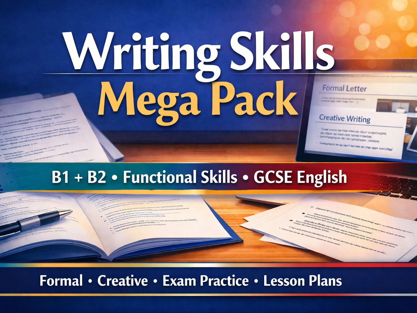 Writing Skills Mega Pack 2026 –23027  B1–B2, Functional Skills & GCSE English (Formal, Creative & Exam Practice · Printable)